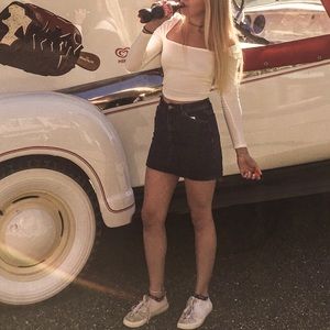 White Square Neck Bishop Sleeve Top